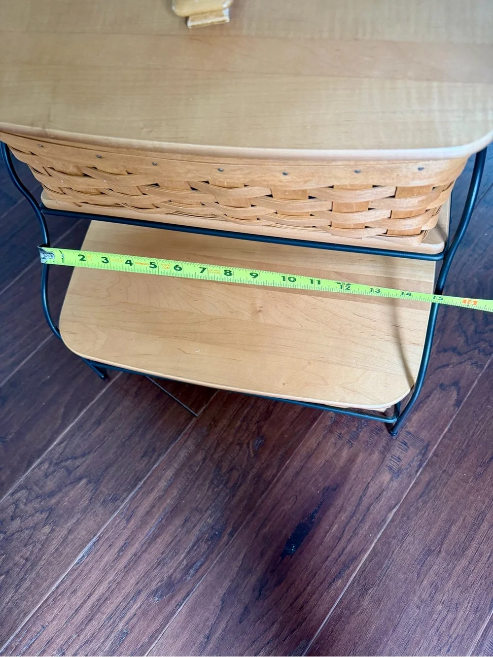 Longaberger Natural Wood Two-Tier Basket Stand with Lids